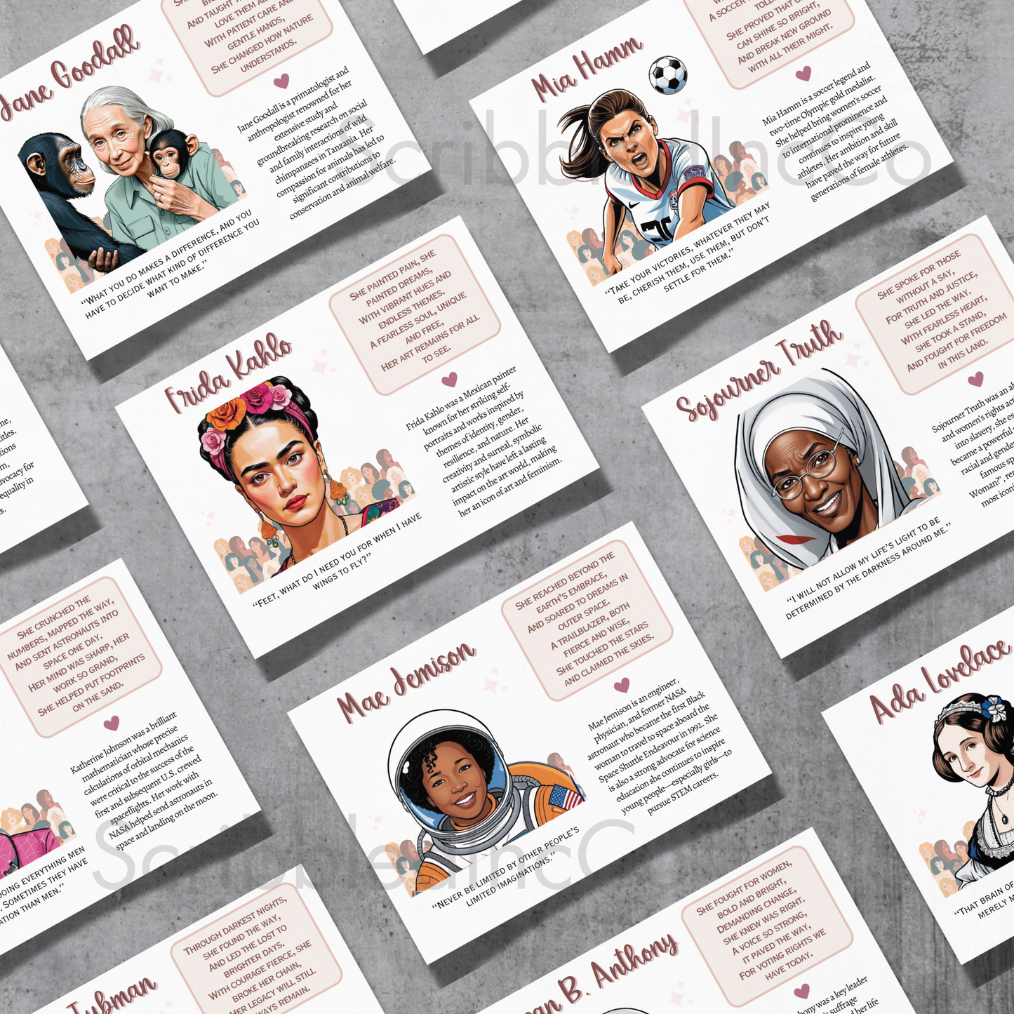 Womens History Poster Set Printable, Inspirational Quote March Art Decor