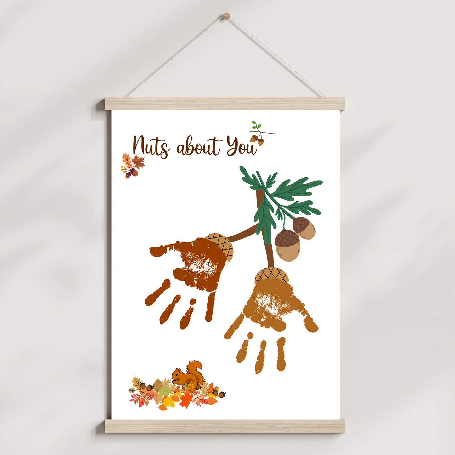 Nuts About You Fall Handprint Crafts, DIY Autumn Art Activity for Kids