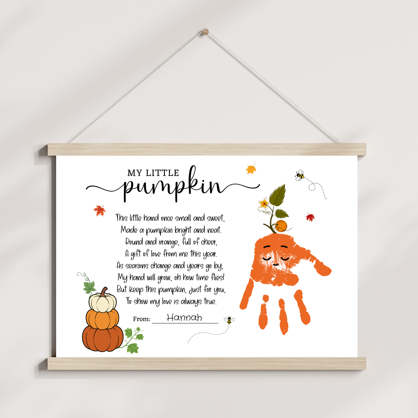 Pumpkin Poem Handprint Printable DIY Kids Craft