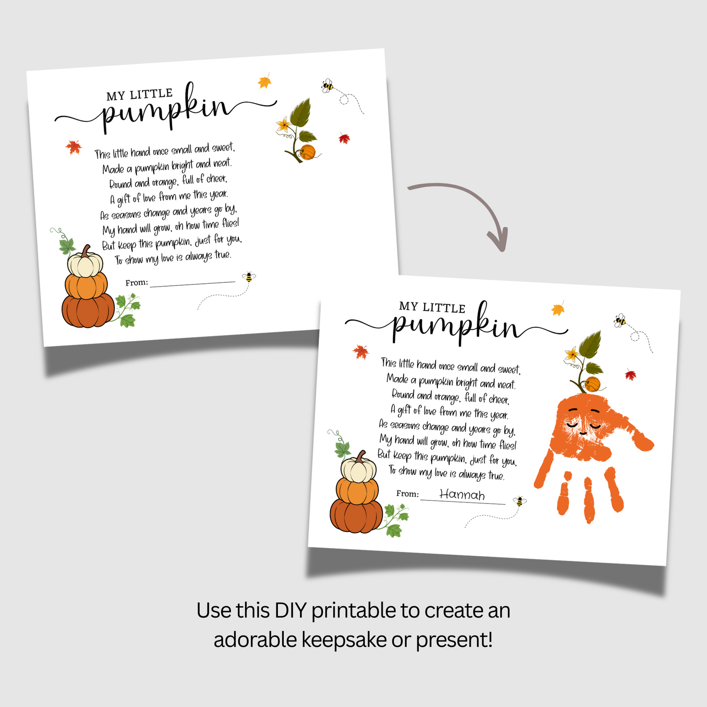 Pumpkin Poem Handprint Printable DIY Kids Craft