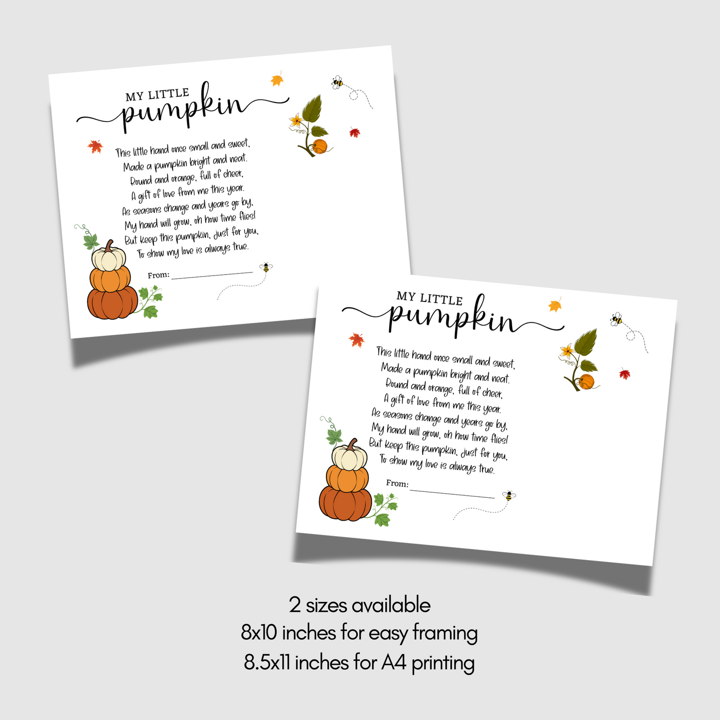 Pumpkin Poem Handprint Printable DIY Kids Craft