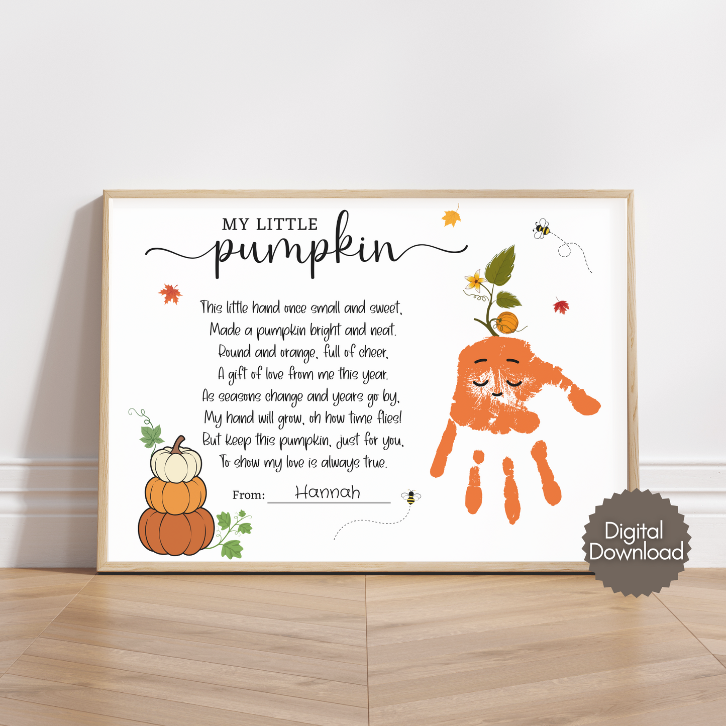 Pumpkin Poem Handprint Printable DIY Kids Craft