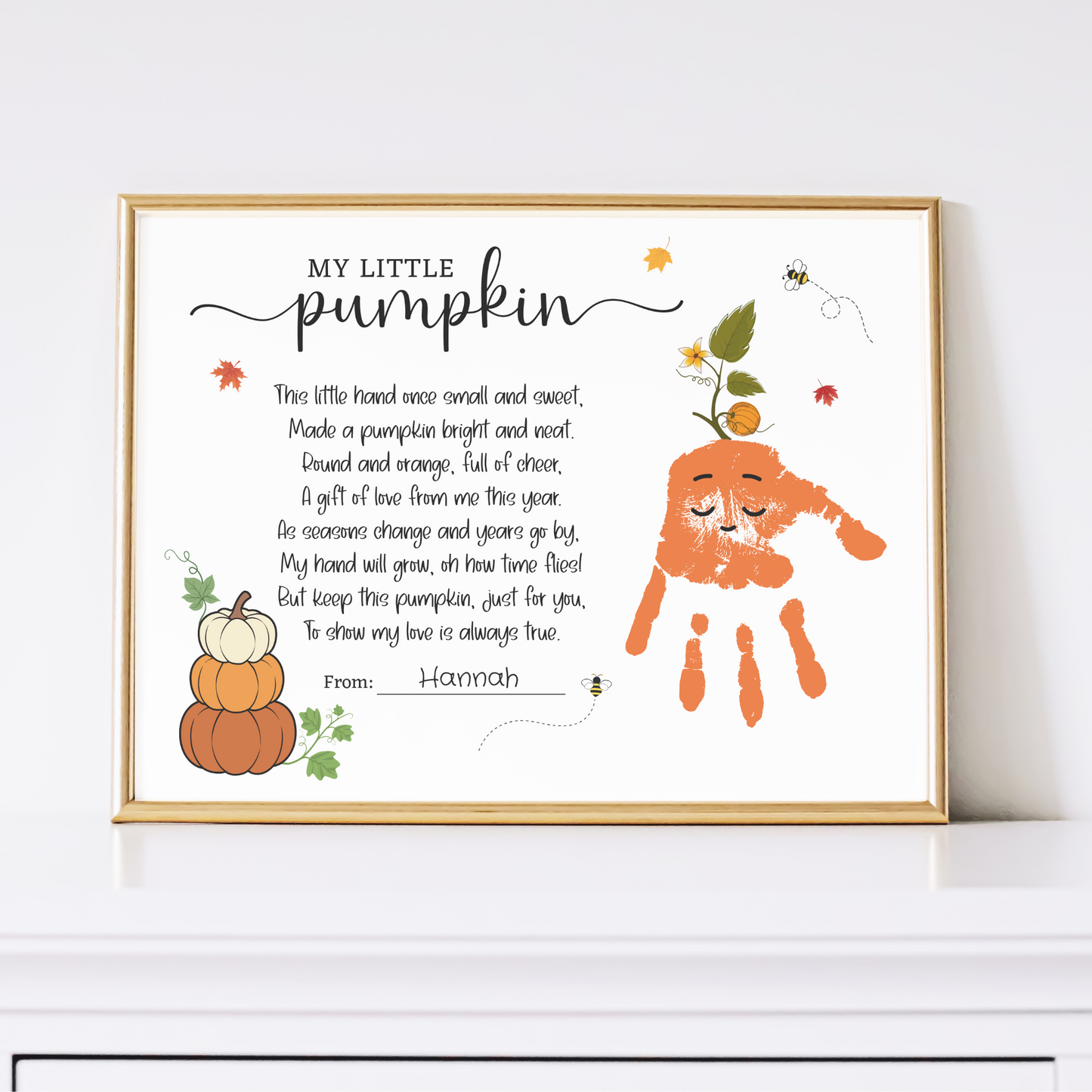 Pumpkin Poem Handprint Printable DIY Kids Craft
