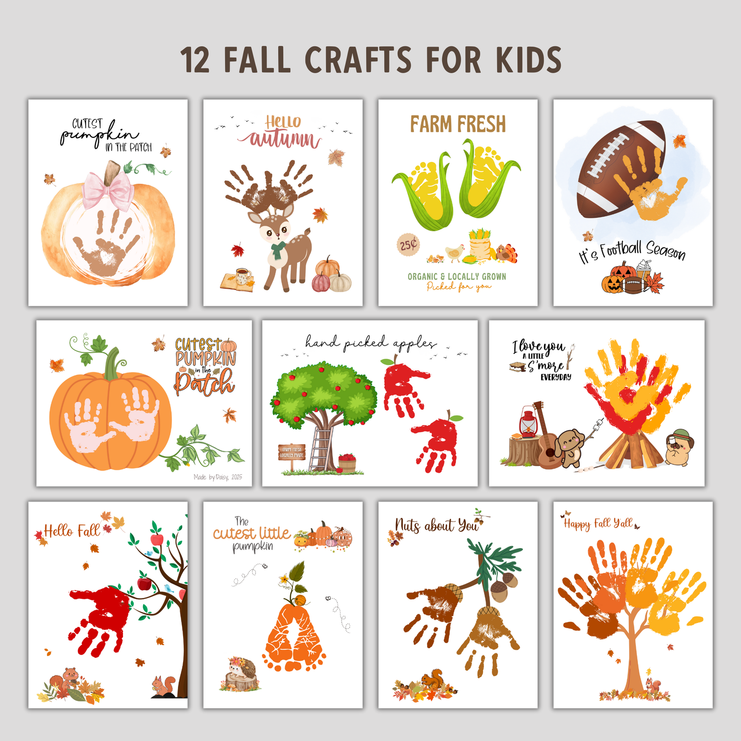 Fall Handprint Craft Bundle Printable Art for Kids