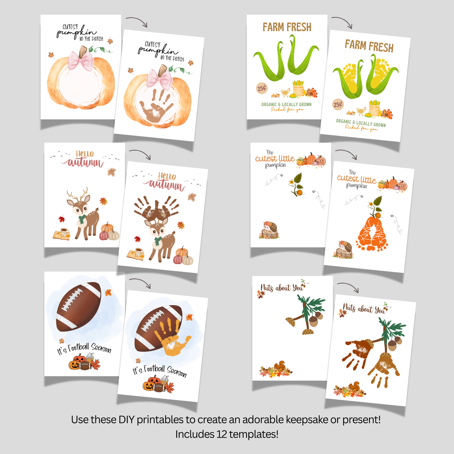 Fall Handprint Craft Bundle Printable Art for Kids