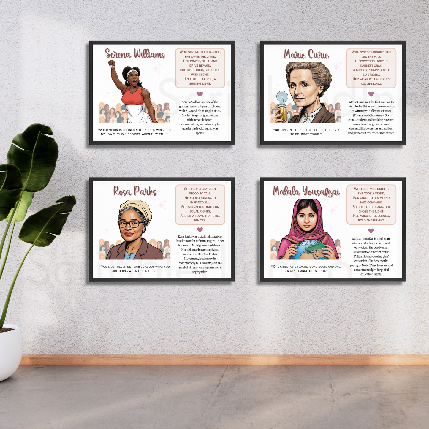Womens History Poster Set Printable, Inspirational Quote March Art Decor