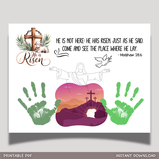 Christian Easter Handprint Craft Jesus Resurrection Printable Art for Kids