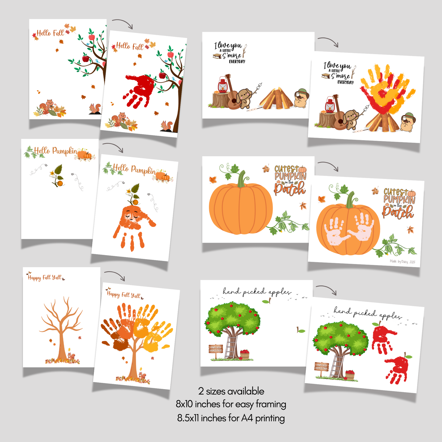 Fall Handprint Craft Bundle Printable Art for Kids