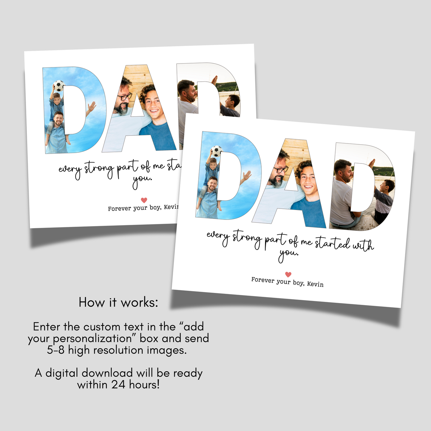 Custom Dad Photo Collage Printable, Personalized Gift for Daddy from Kids