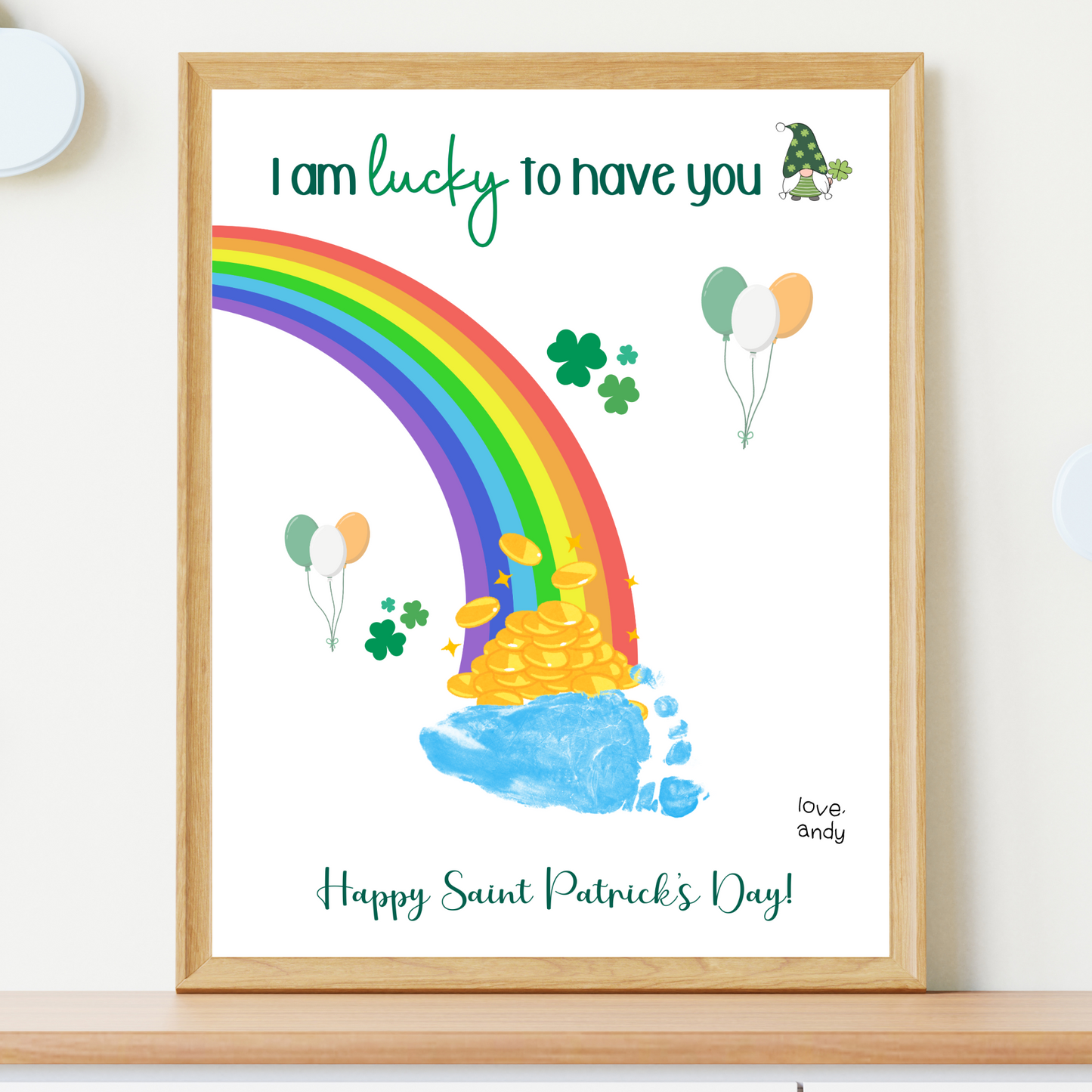 St Patricks Day Handprint Footprint Craft Printable, DIY Art Keepsake for Kids Baby Toddler Nursery Activity Preschool Daycare Kindergarten