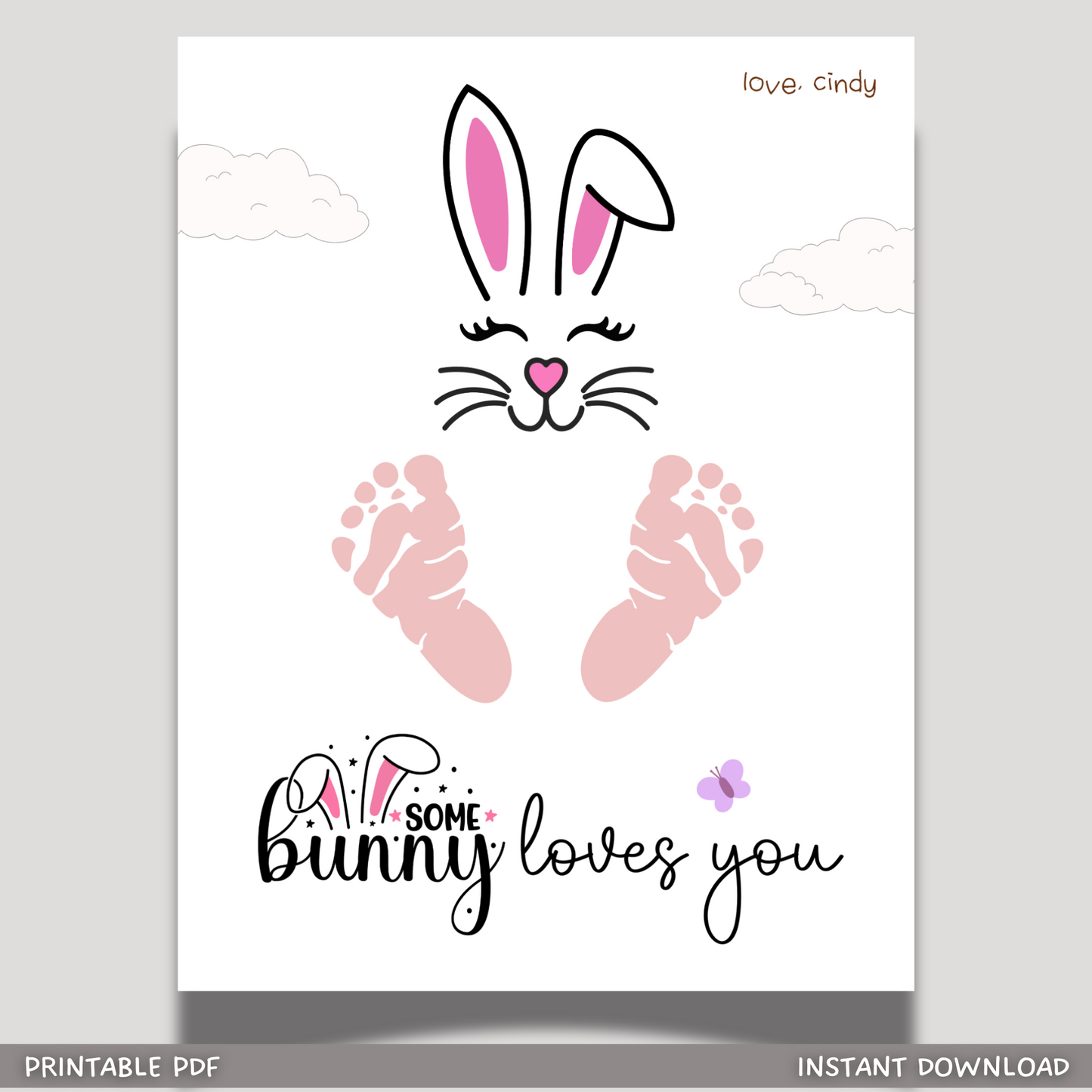 Easter Footprint Craft for Kids Printable, DIY Handprint Art Keepsake Activity Baby Toddler Preschool Kindergarten Pre-k