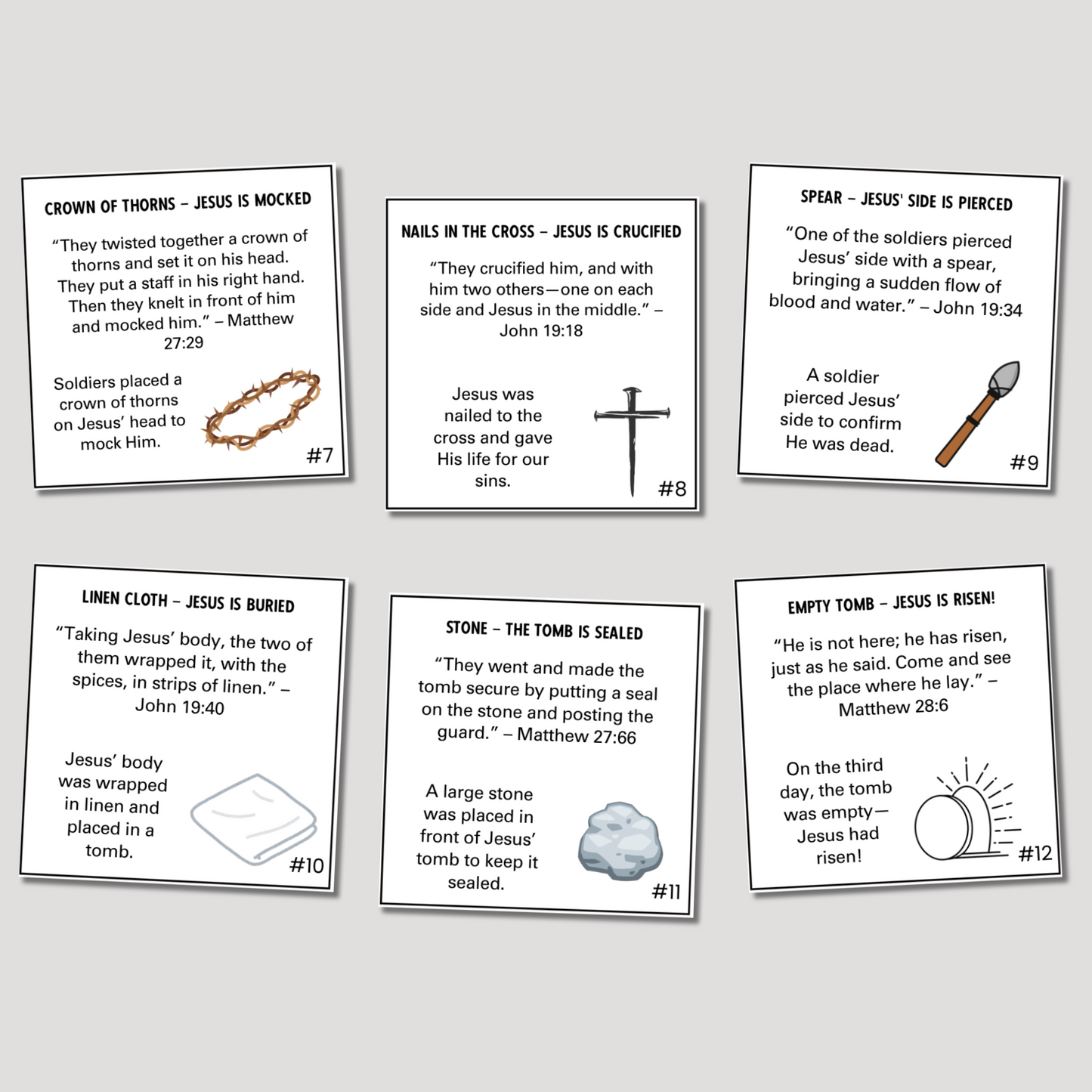 Easter Story Resurrection Eggs Printable For Kids, Holy Week Cards Scavenger Hunt Palm Sunday Religious Advent Game Activity