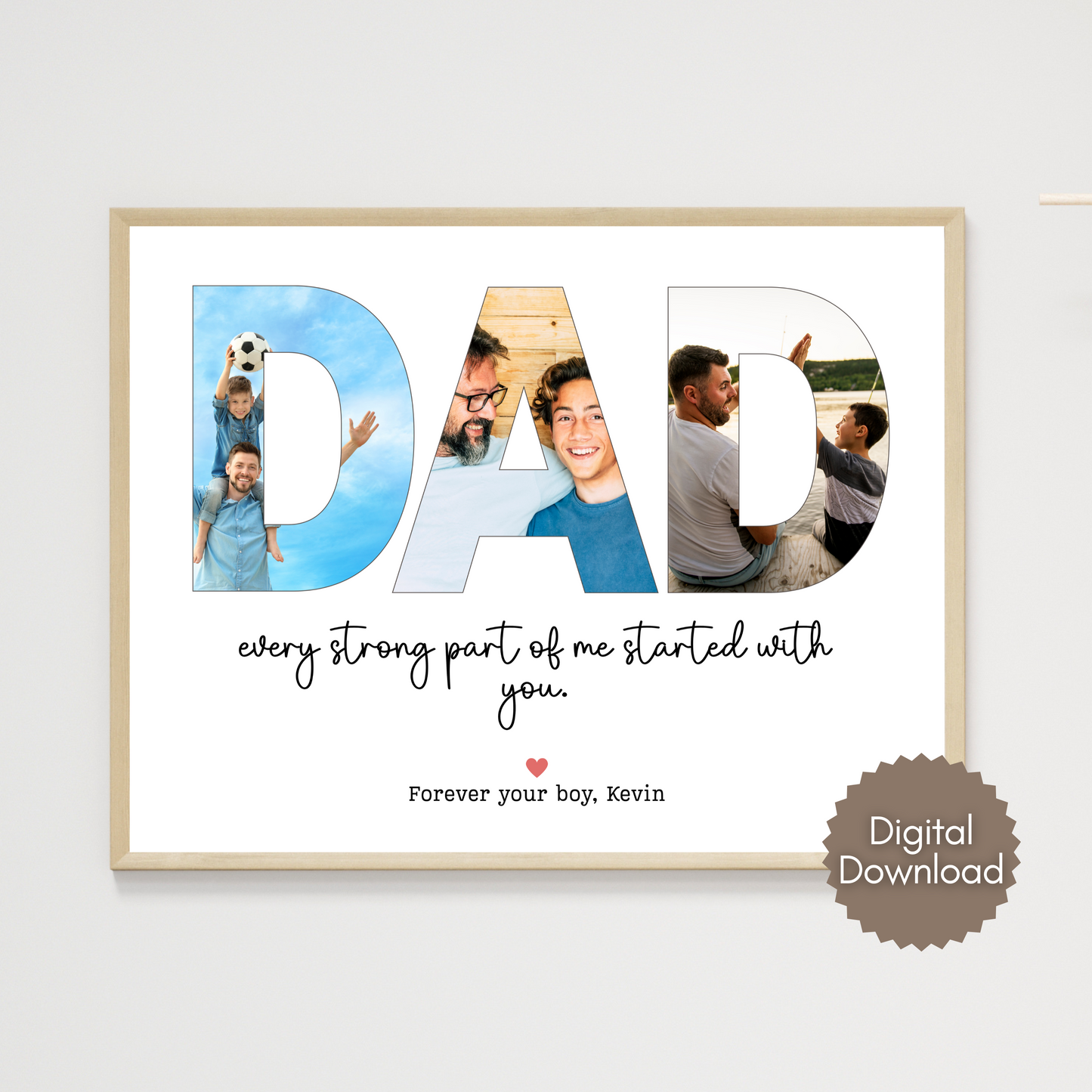 Custom Dad Photo Collage Printable, Personalized Gift for Daddy from Kids