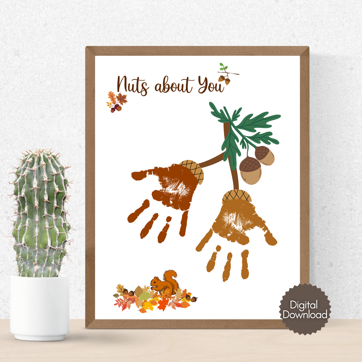 Nuts About You Fall Handprint Crafts, DIY Autumn Art Activity for Kids