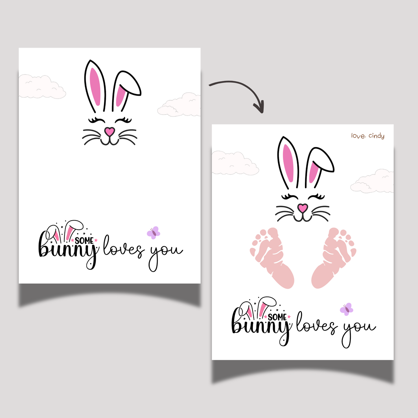 Easter Footprint Craft for Kids Printable, DIY Handprint Art Keepsake Activity Baby Toddler Preschool Kindergarten Pre-k