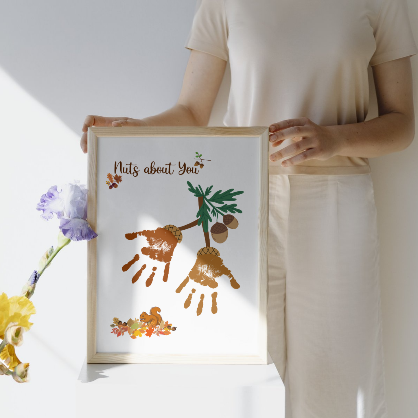 Nuts About You Fall Handprint Crafts, DIY Autumn Art Activity for Kids