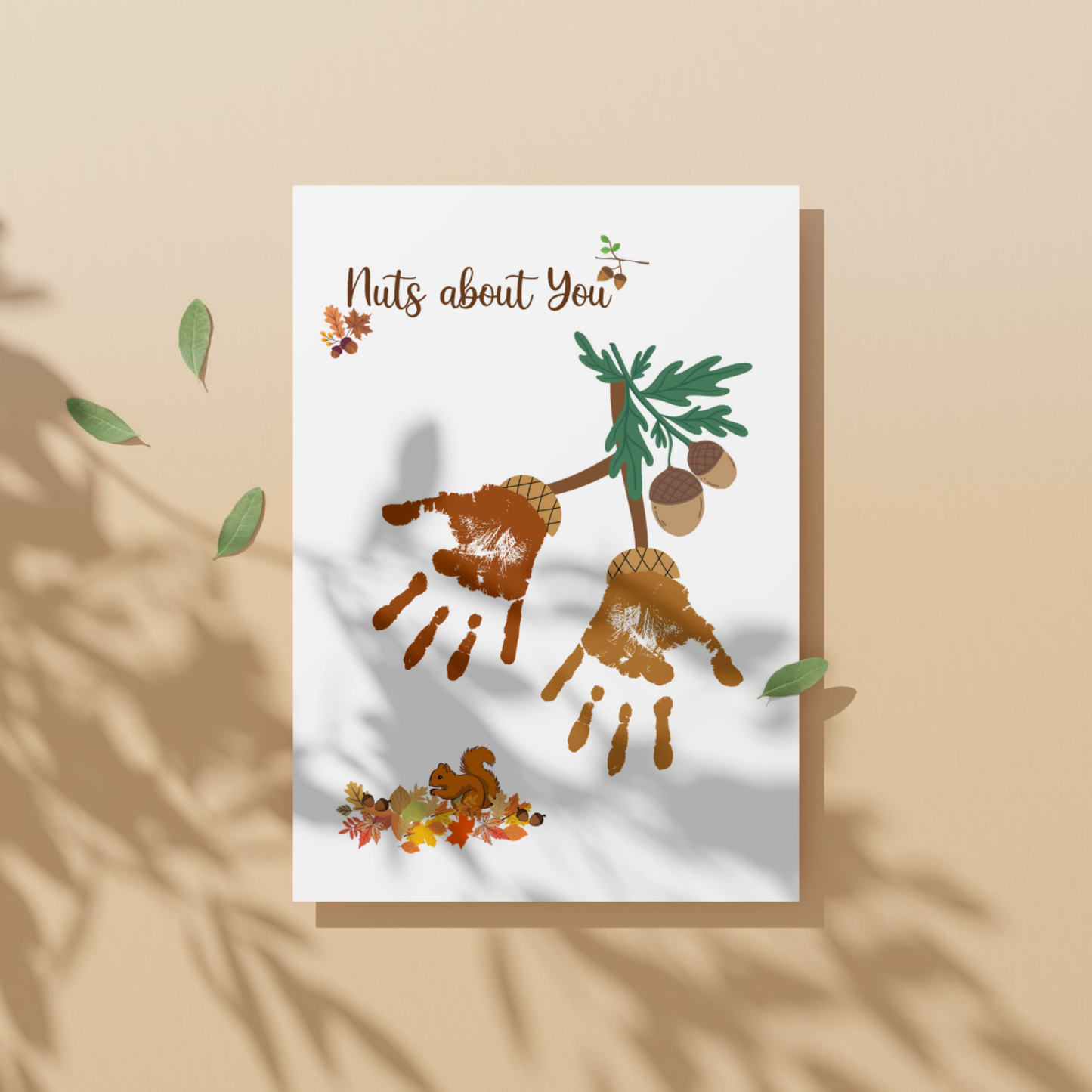 Nuts About You Fall Handprint Crafts, DIY Autumn Art Activity for Kids