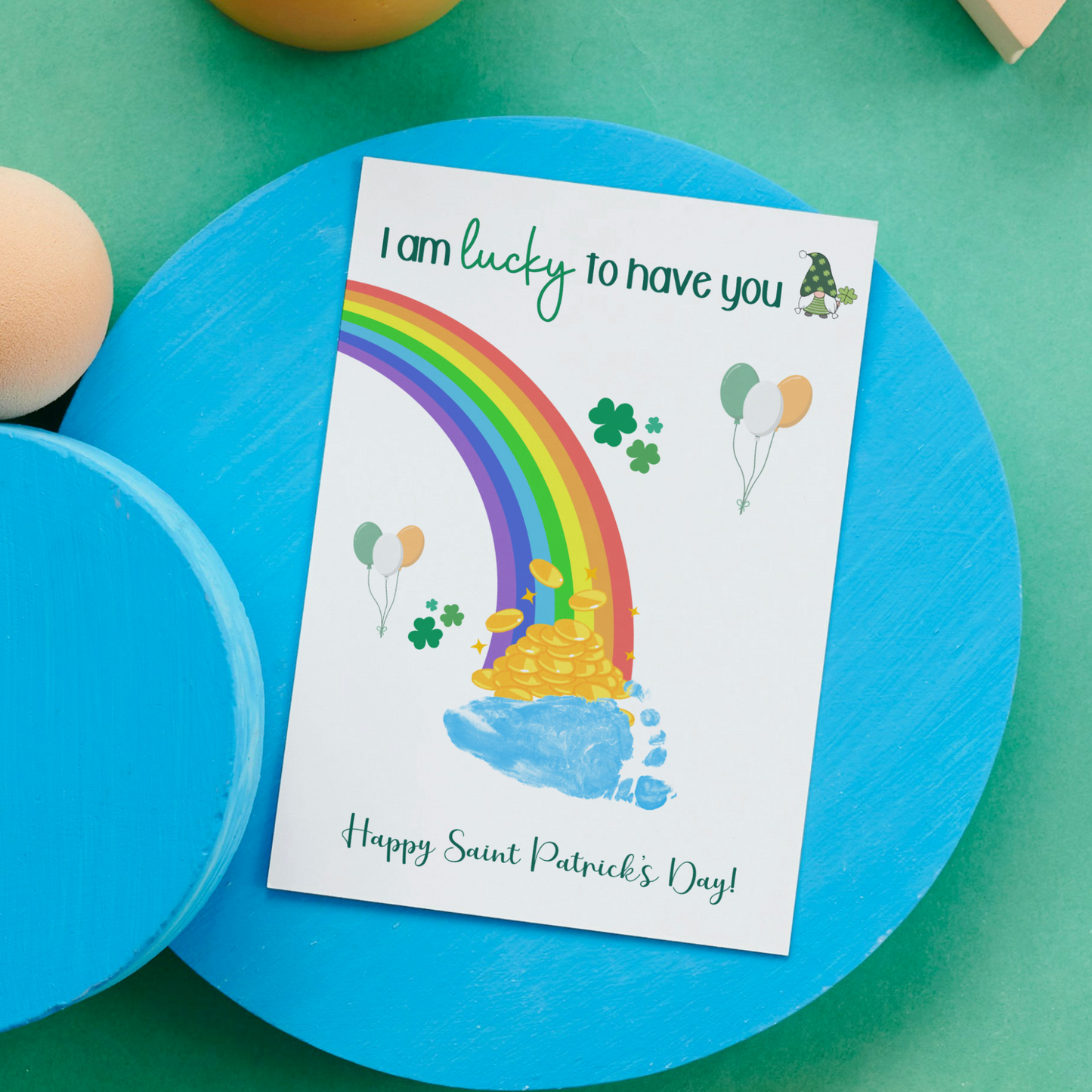 St Patricks Day Handprint Footprint Craft Printable, DIY Art Keepsake for Kids Baby Toddler Nursery Activity Preschool Daycare Kindergarten
