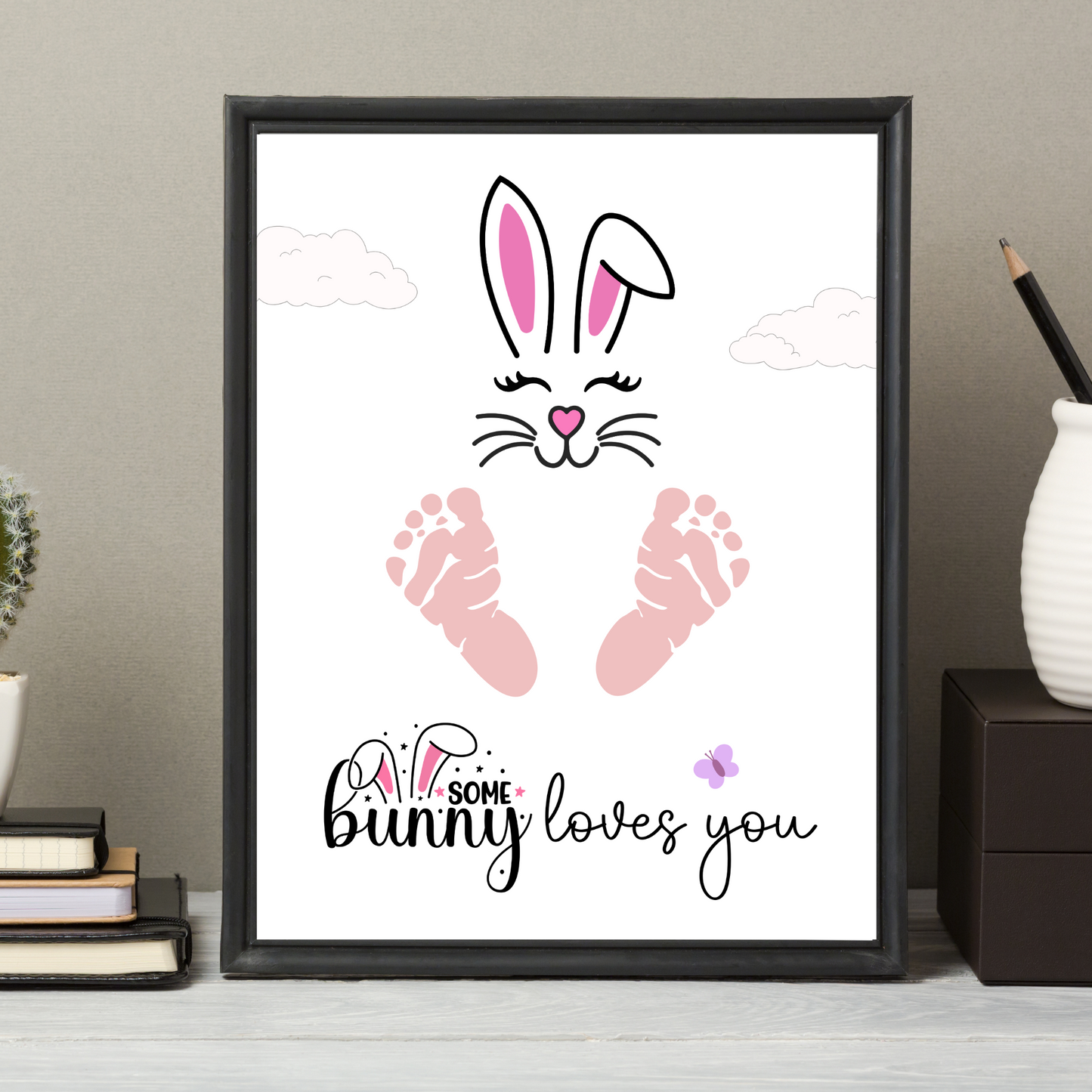 Easter Footprint Craft for Kids Printable, DIY Handprint Art Keepsake Activity Baby Toddler Preschool Kindergarten Pre-k