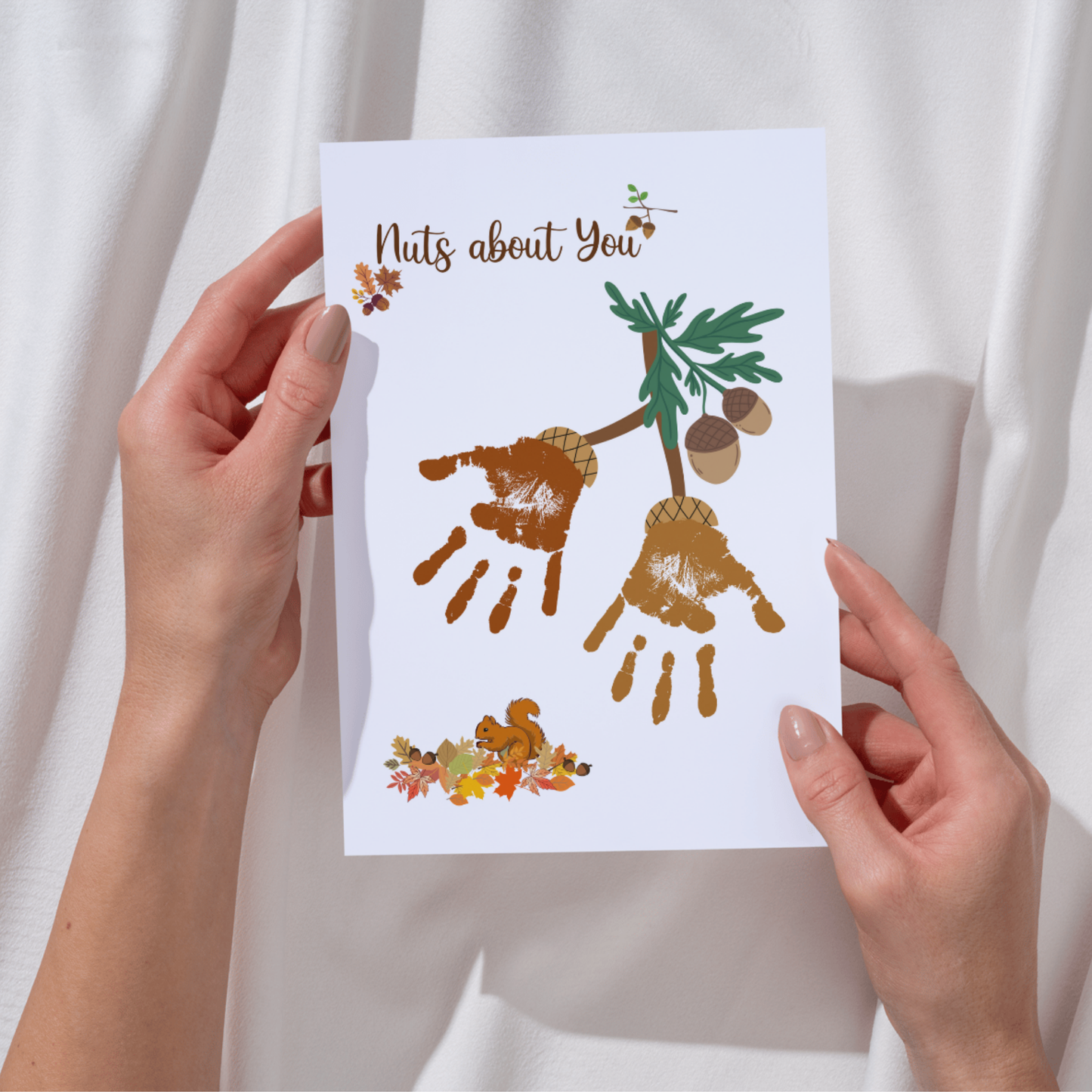 Nuts About You Fall Handprint Crafts, DIY Autumn Art Activity for Kids