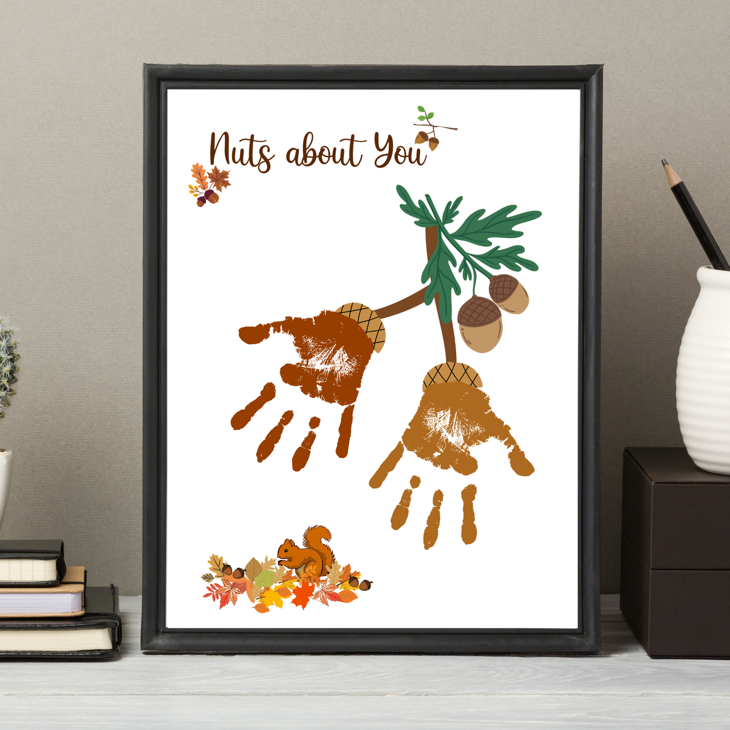Nuts About You Fall Handprint Crafts, DIY Autumn Art Activity for Kids