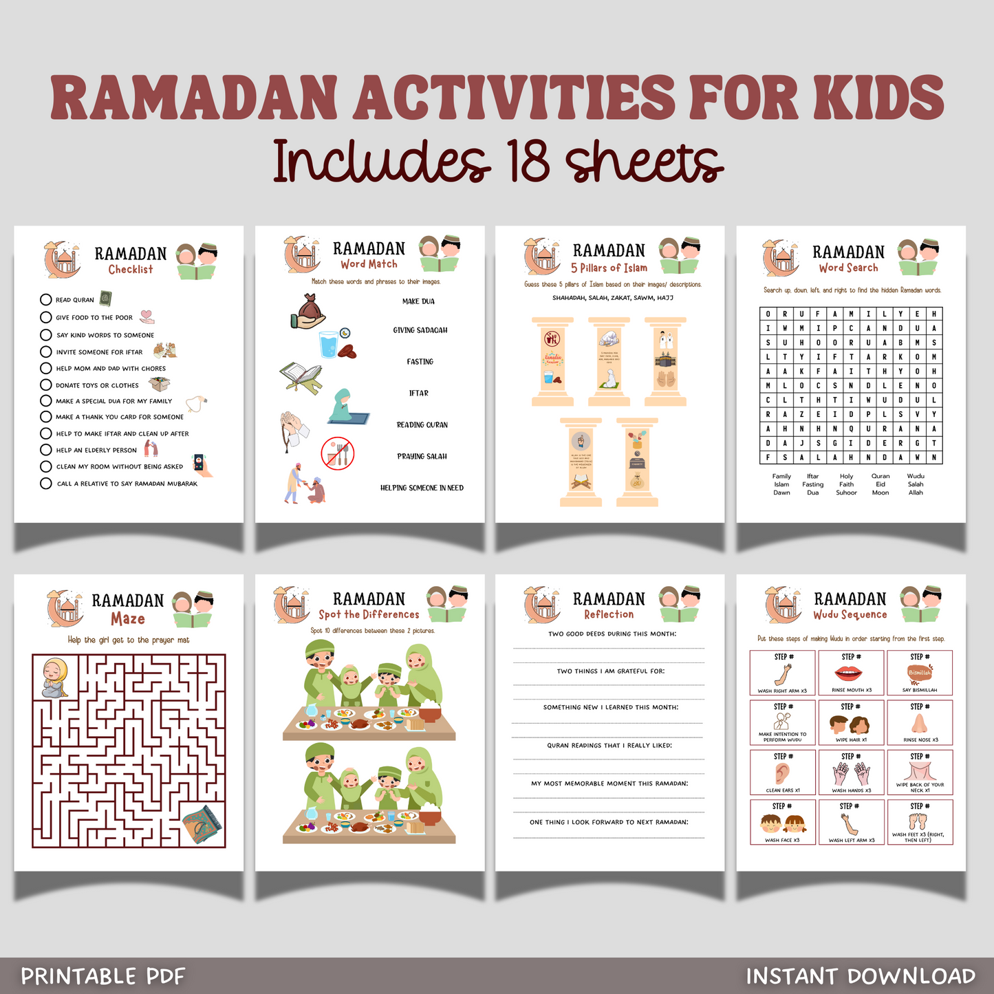 Ramadan Activity Pack Printable Eid Islamic Worksheets for Kids
