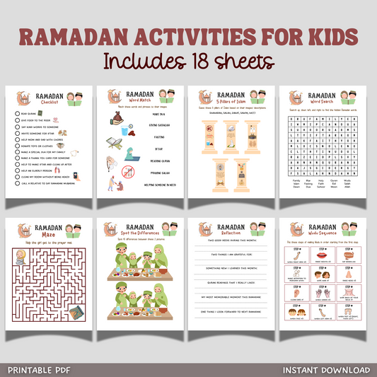 Ramadan Activity Pack Printable Eid Islamic Worksheets for Kids