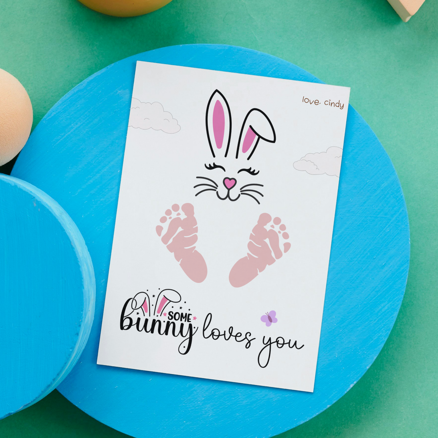 Easter Footprint Craft for Kids Printable, DIY Handprint Art Keepsake Activity Baby Toddler Preschool Kindergarten Pre-k
