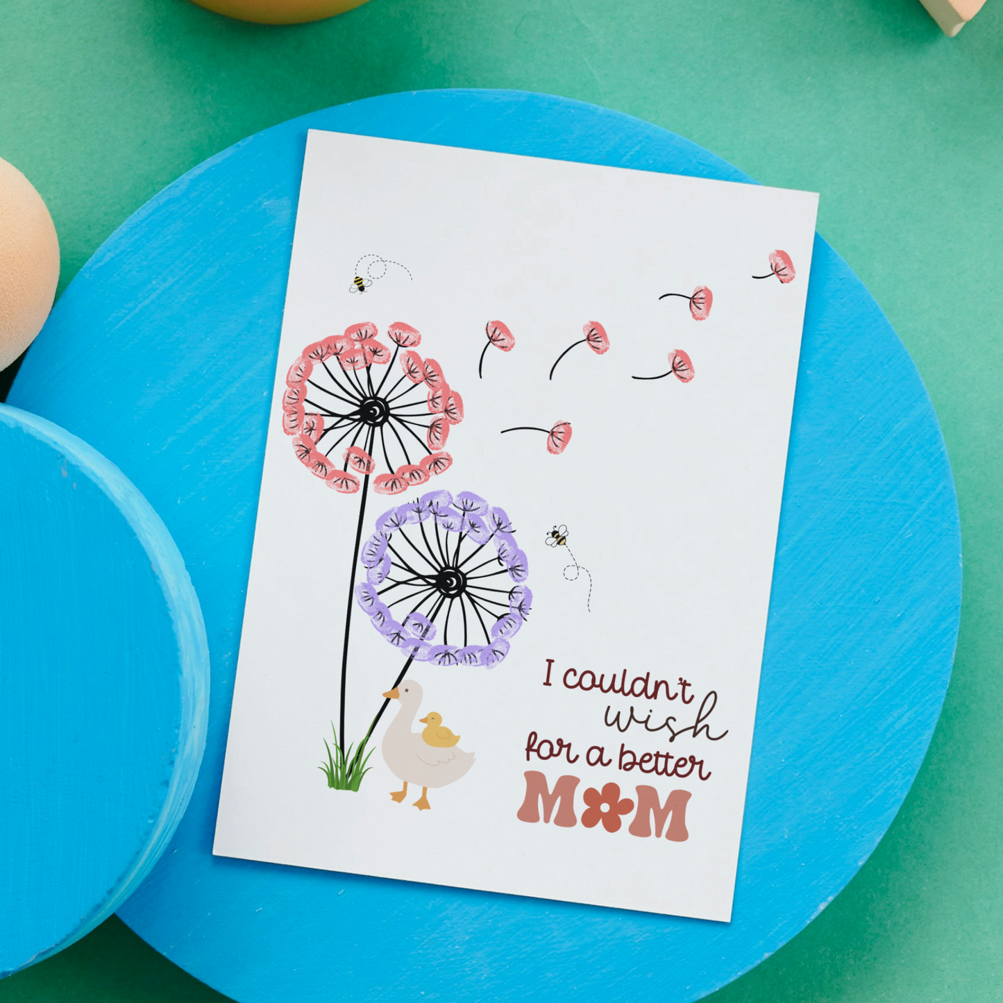 Mom Fingerprint Craft for Kids Printable, Mothers Day DIY Hand Art Birthday Gift