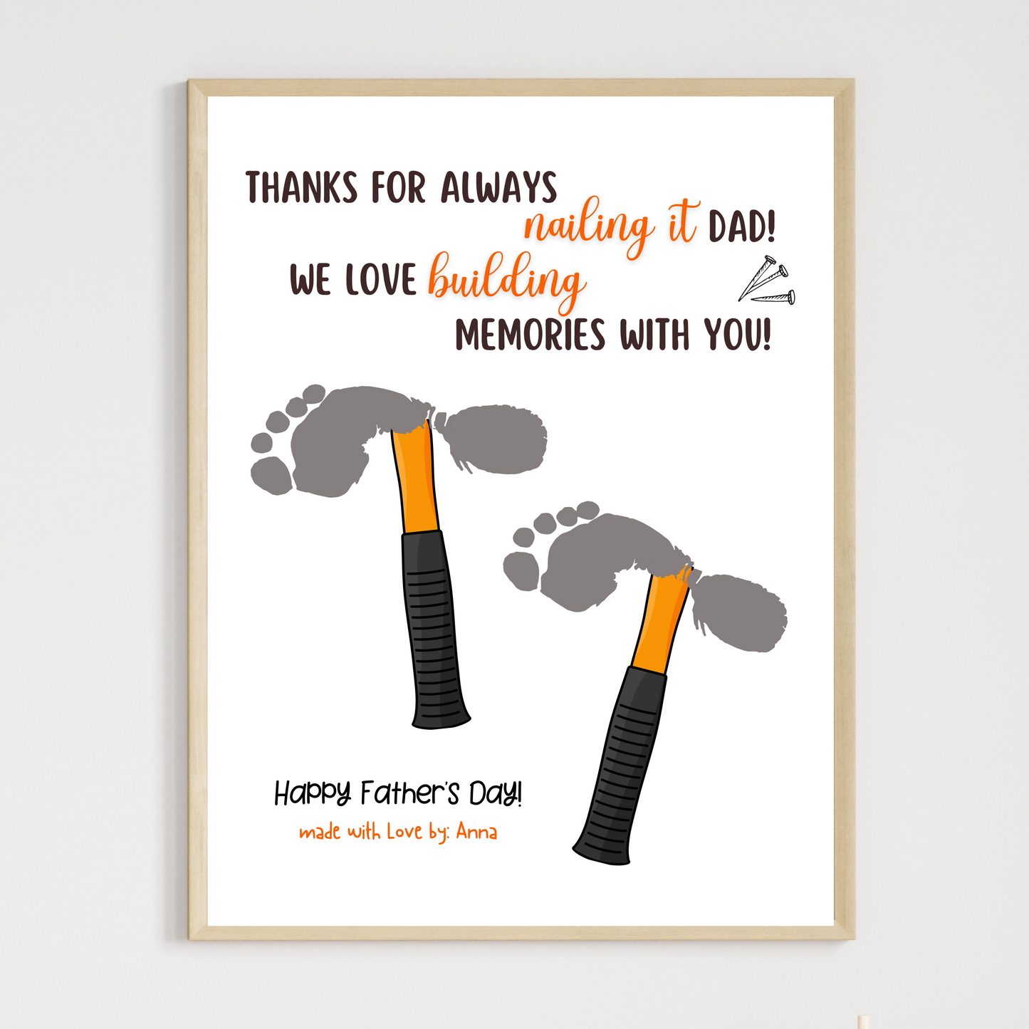 Father's Day Footprint Craft for Kids Printable, DIY Golf Dad Card Art Activity Birthday Gift from Baby Toddler Preschool Daycare Children