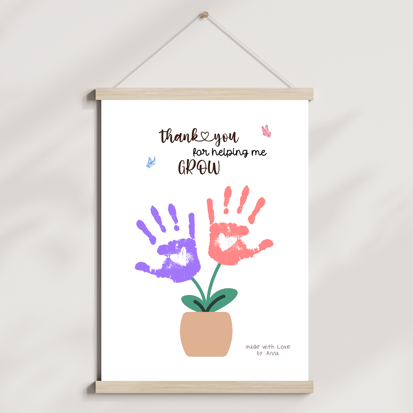 Teacher Appreciation Handprint Craft Kids Printable, DIY End of Year Gift Keepsake Flower Art for Pre-K Kindergarten Preschool End Of School