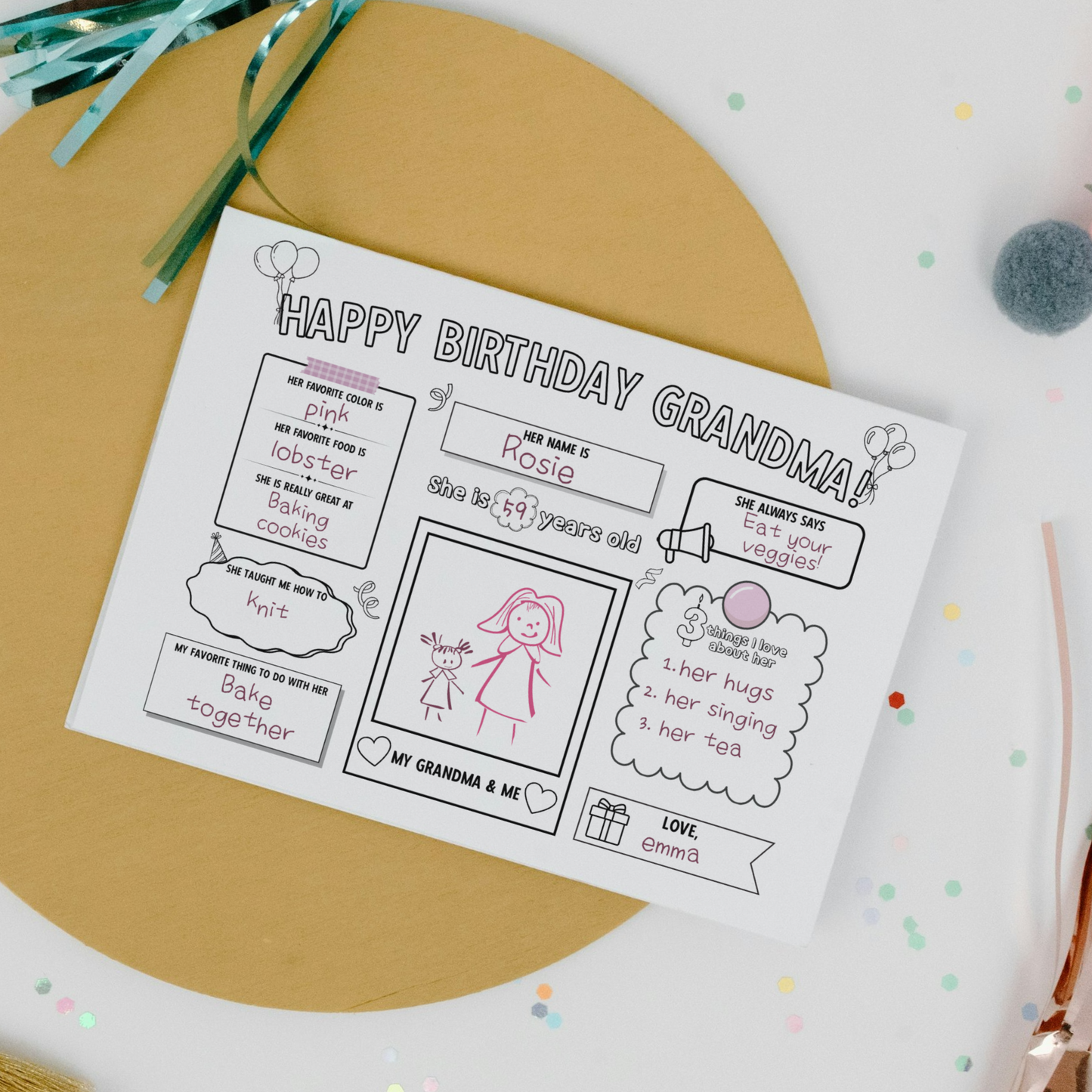 Happy Birthday Grandma Coloring Page Printable, DIY Gift from Kids All About Grandmother
