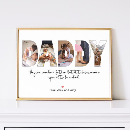 Custom Daddy Photo Collage Printable, Gift for Dad Meaningful Keepsake