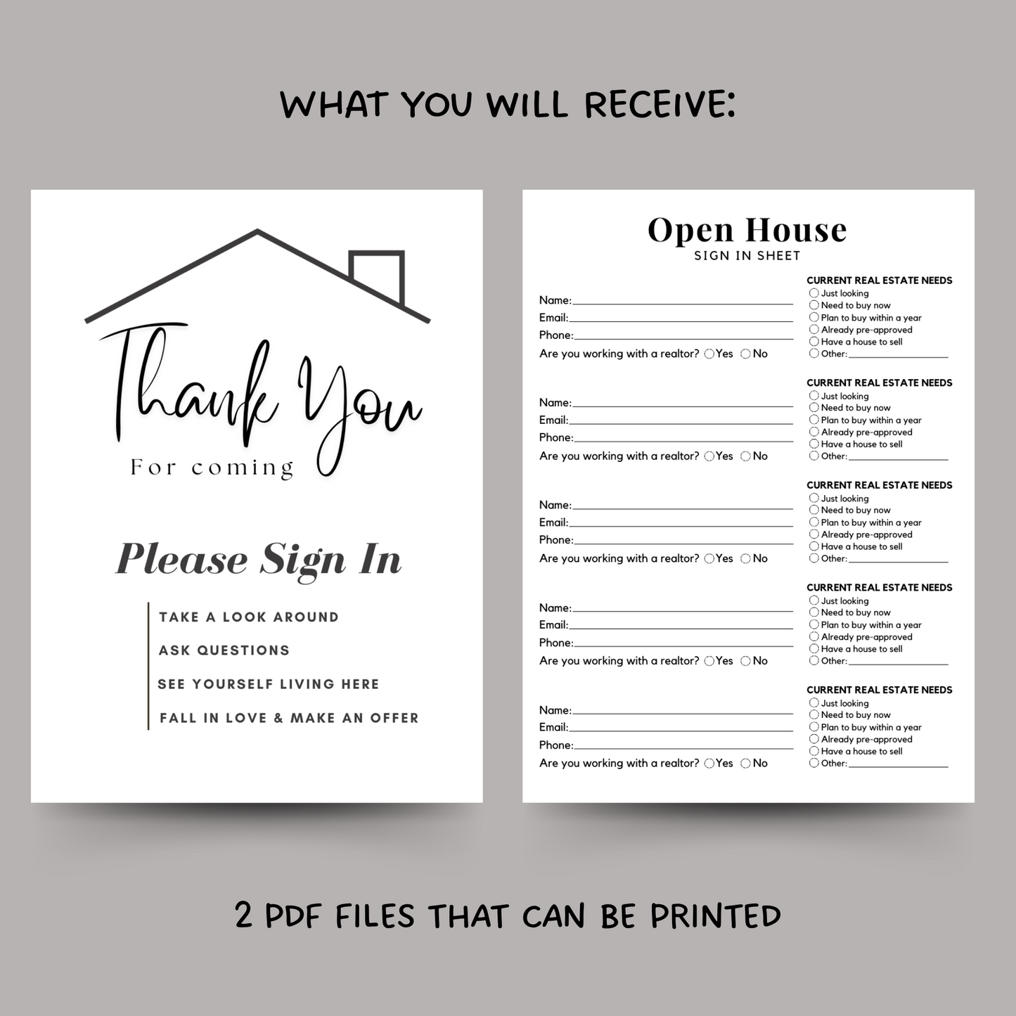 Open House Sign In Sheet, Printable Welcome Sign Realtor Success Tools
