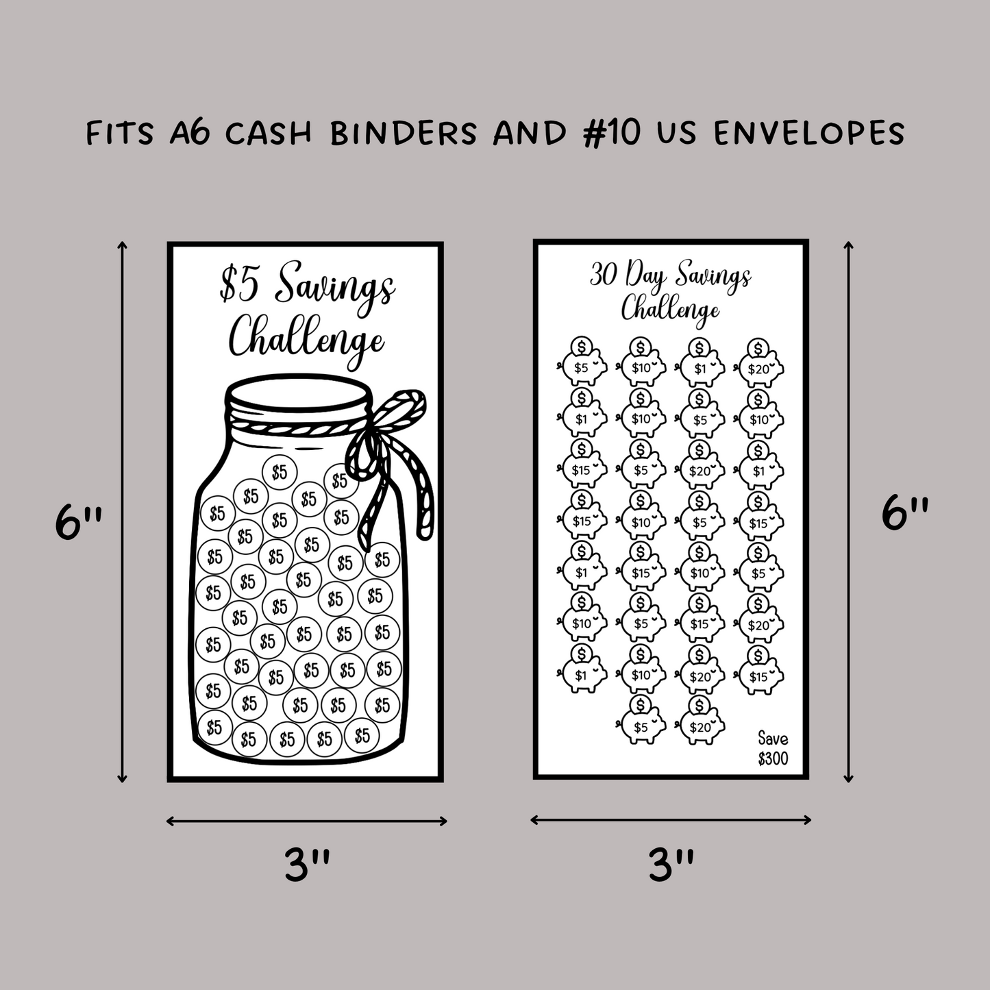 Savings Challenge Printable, A6 Budget Binder Money Challenge Cash Envelope Insert