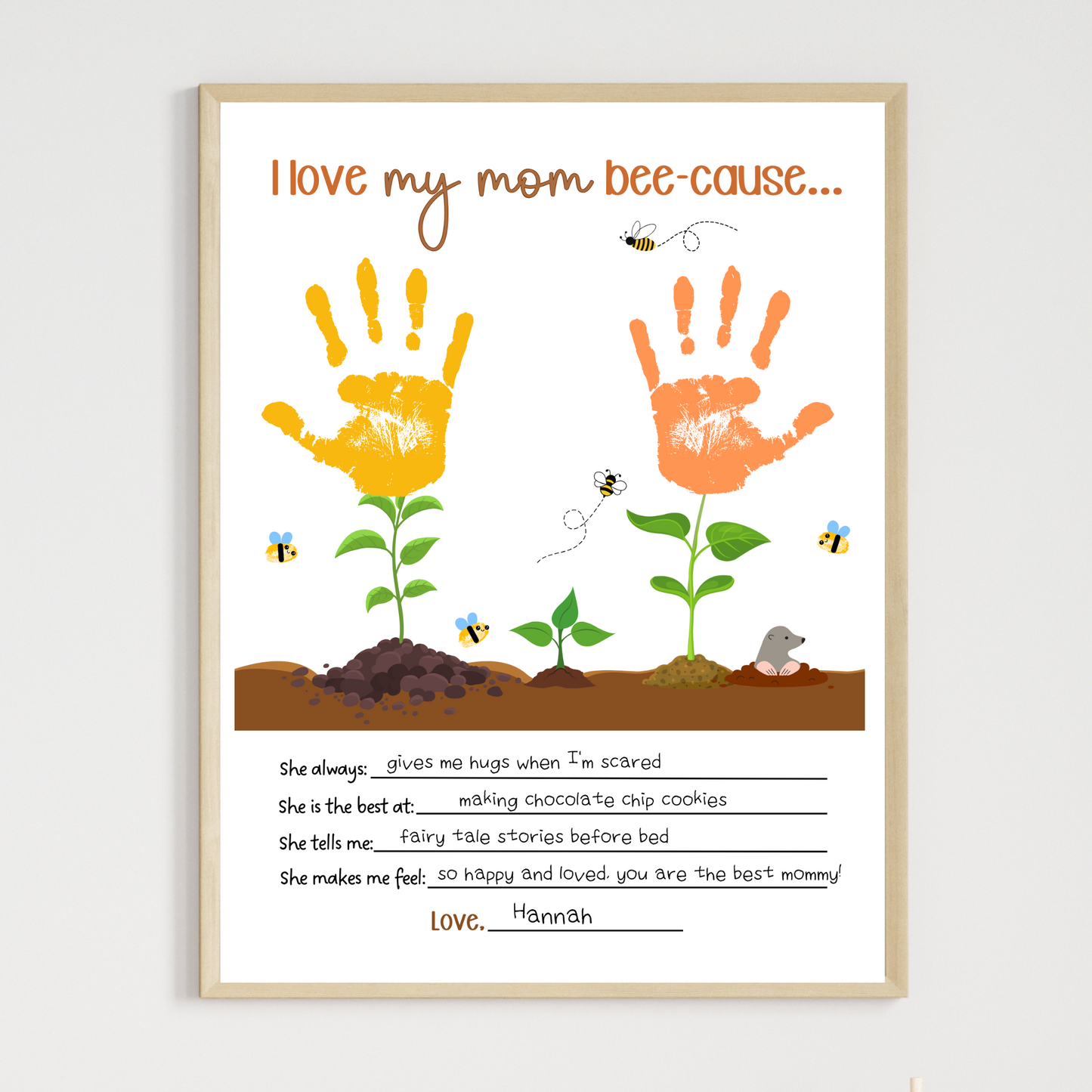 Mom Handprint Garden Craft for Kids Printable, Mothers Day DIY Hand Art Gift