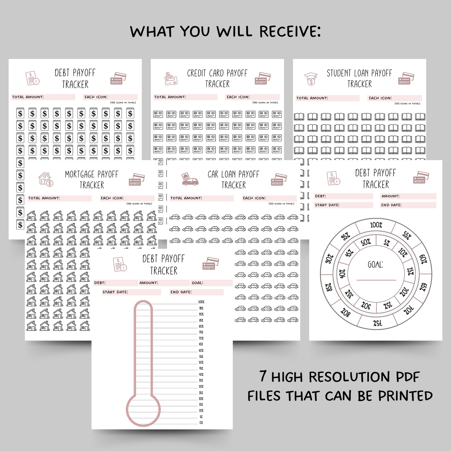 Debt Tracker Printable, Credit Card/ House/ Car/ Student Loan Payoff Tracker