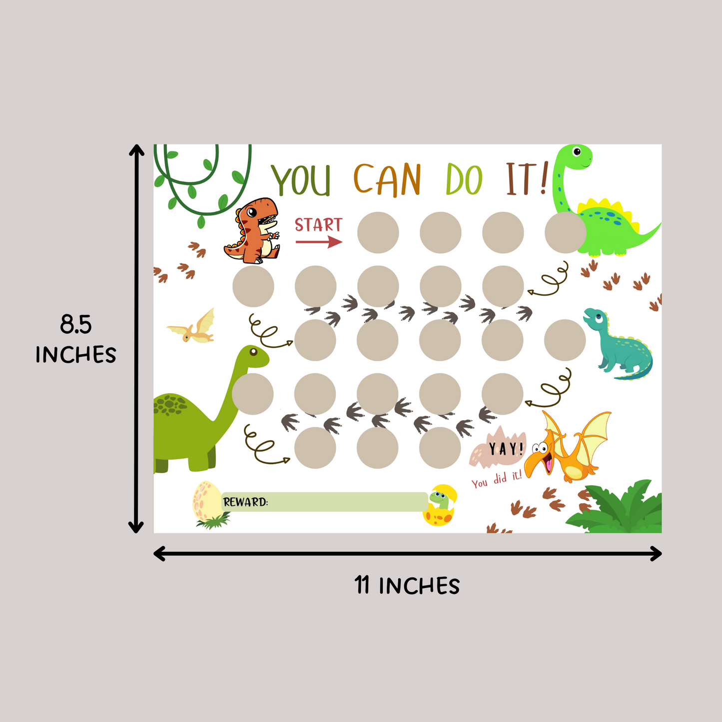 Dinosaur Reward Chart For Kids, Printable T-Rex Behavior Sticker Chore Chart