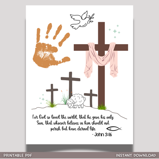 Christian Easter Handprint Craft Printable, Religious DIY Art for Kids