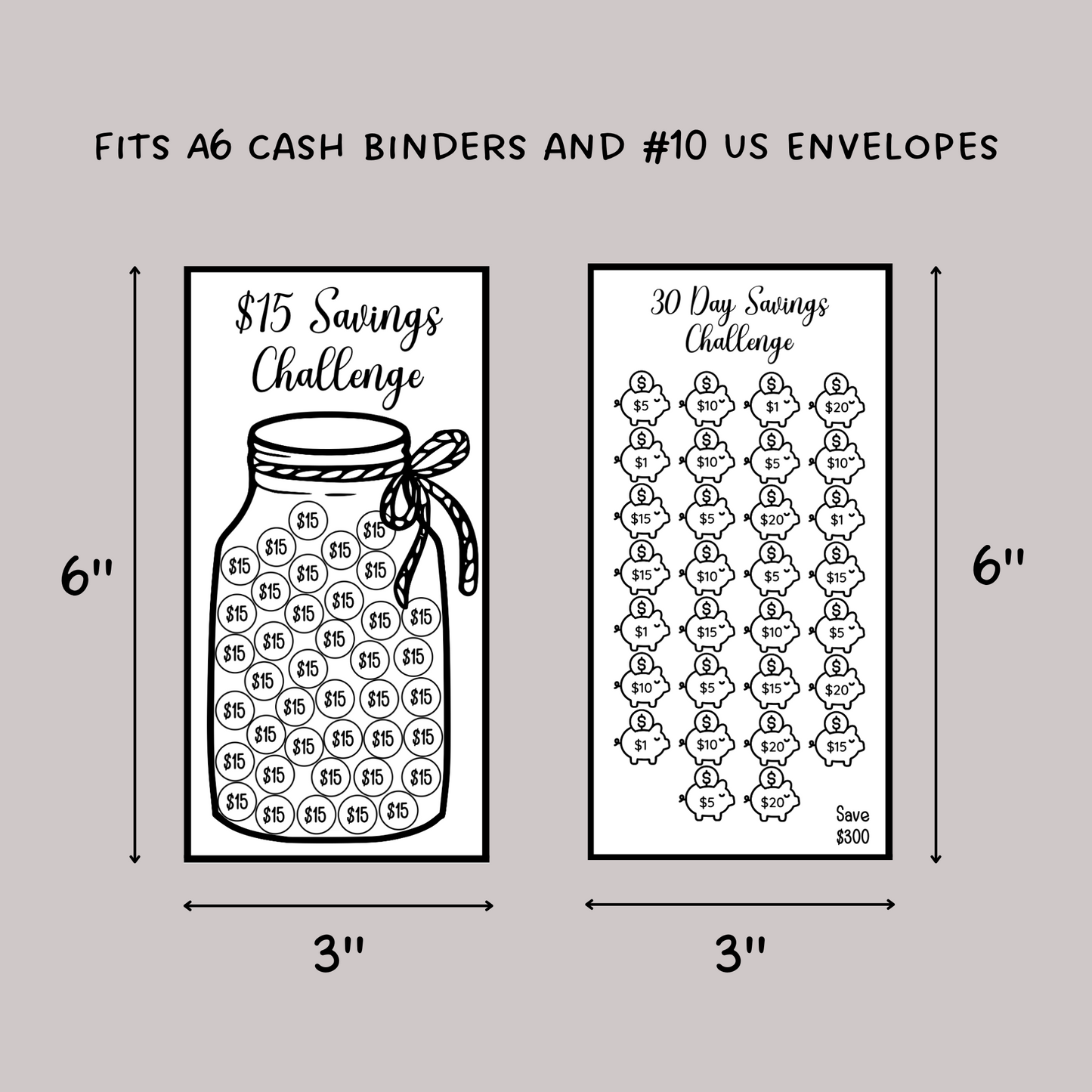 Mini Money Savings Challenge Tracker Printable, A6 Budget Binders Envelope Insert