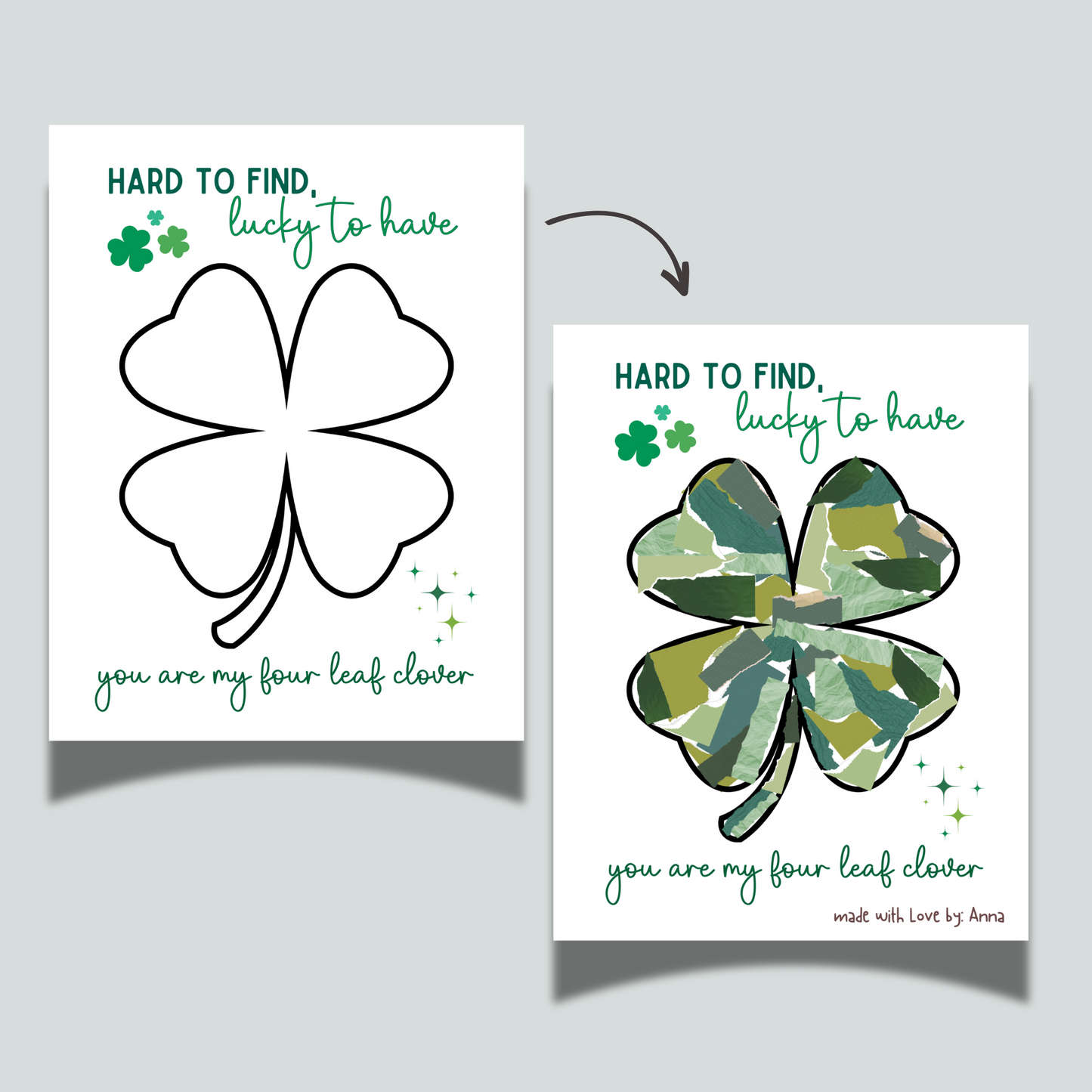 St Patricks Day Shamrock Craft Printable, DIY Clover Paper Art March Template for Kids Baby Toddler Child Nursery Activity Preschool Daycare