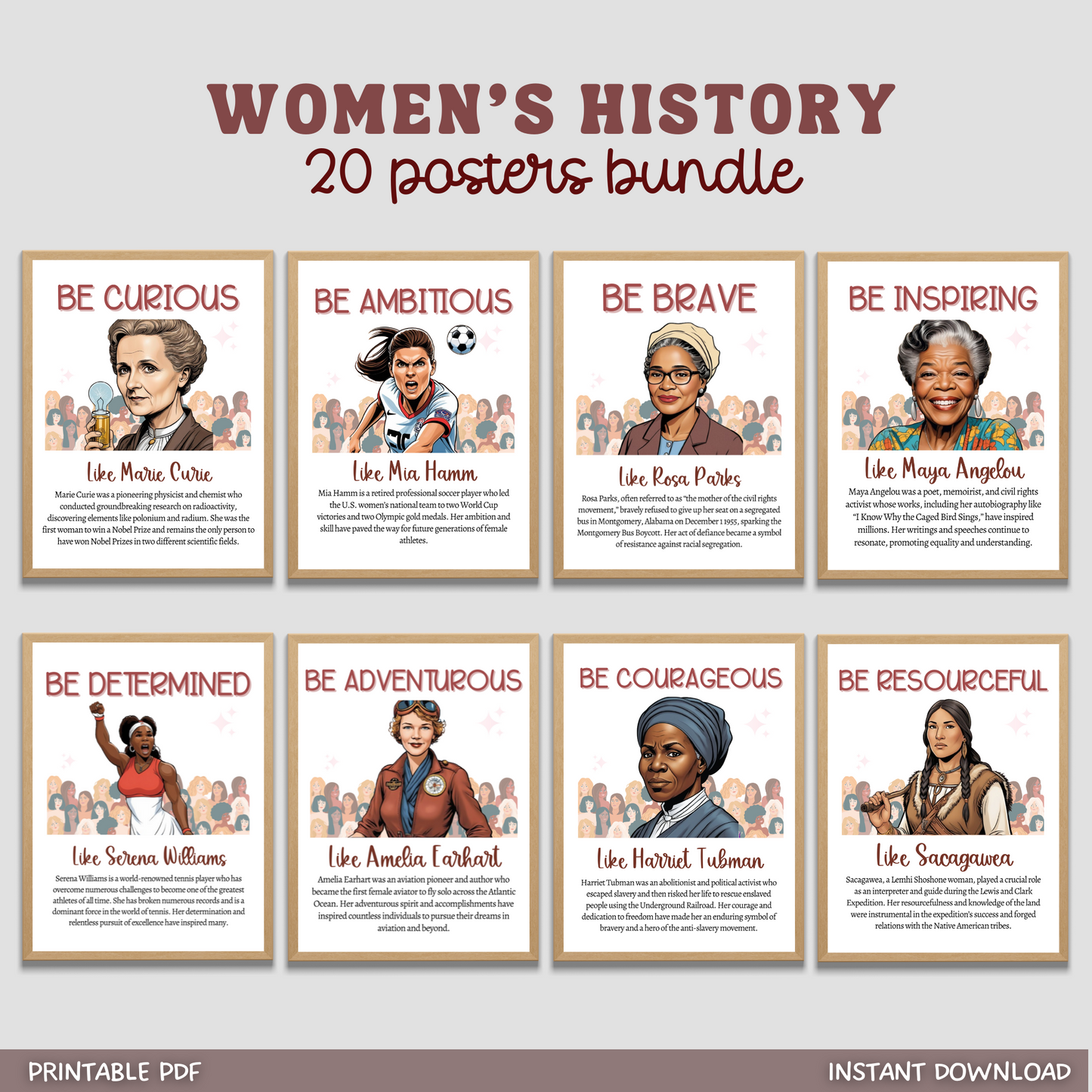 Womens History Month Posters Printable, March Bulletin Board Display for Kids, Adult Office Decor