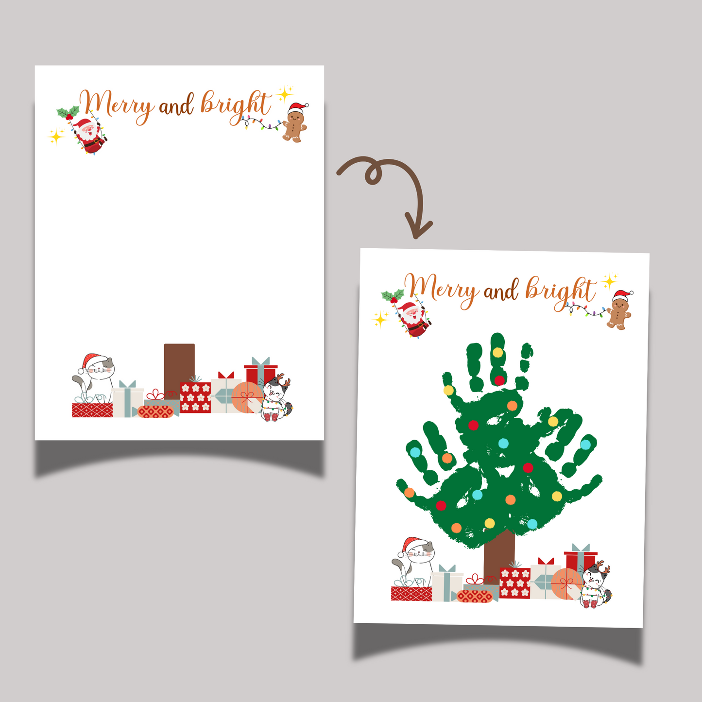 Christmas Tree Handprint Craft Printable, DIY Holiday Art Activity Baby Toddler Kids Preschool Daycare Kindergarten
