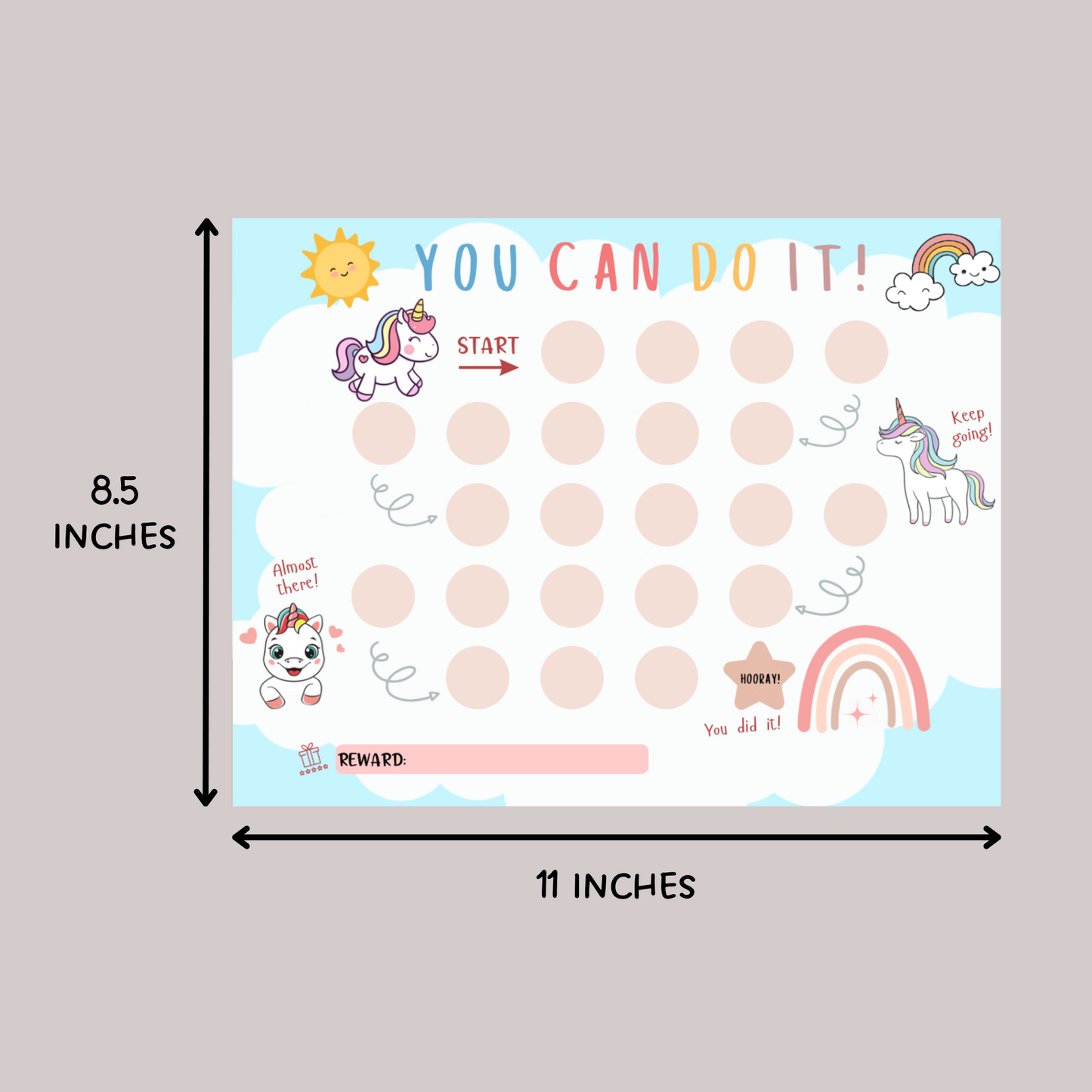 Unicorn Reward Chart For Kids, Printable Behavior Sticker Chore Chart