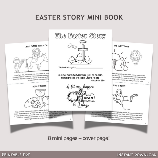 Easter Story for Kids Printable, Preschool Bible Lesson Craft Church Religious Activity