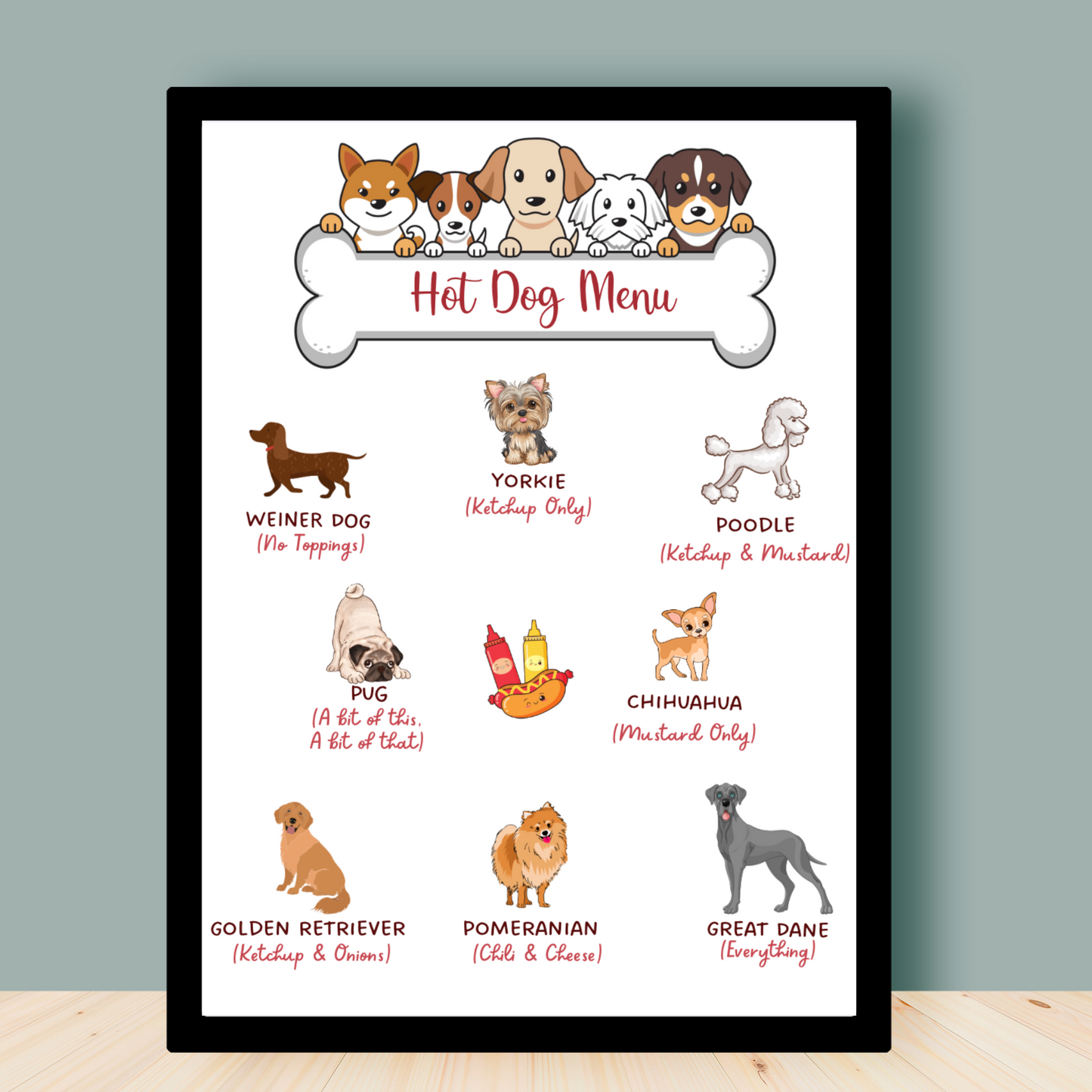 Hot Dog Bar Menu Sign Printable, Puppy Dog Birthday Party Decorations