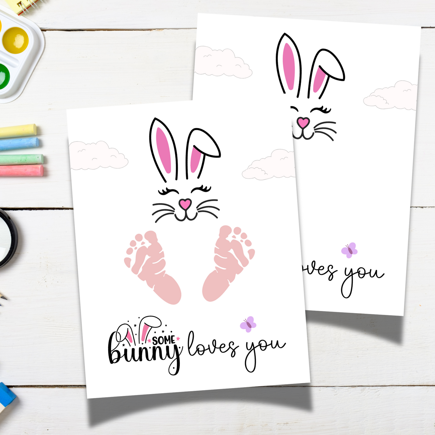 Easter Footprint Craft for Kids Printable, DIY Handprint Art Keepsake Activity Baby Toddler Preschool Kindergarten Pre-k