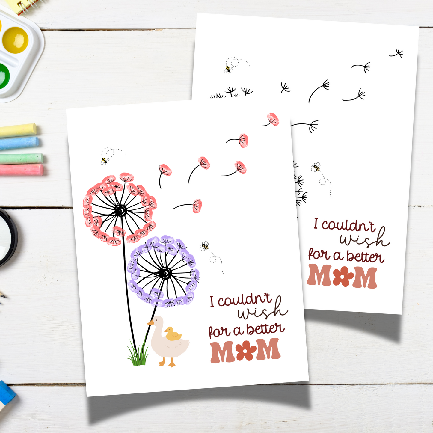 Mom Fingerprint Craft for Kids Printable, Mothers Day DIY Hand Art Birthday Gift