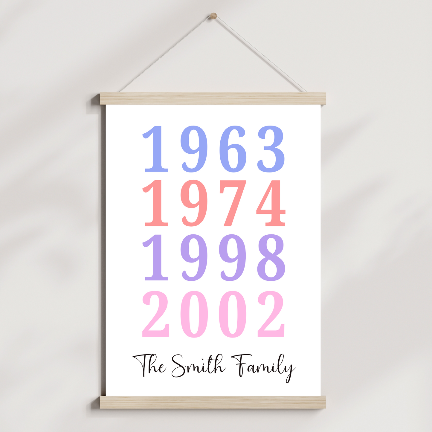 Custom Year Poster Family Art Printable Typography Gift