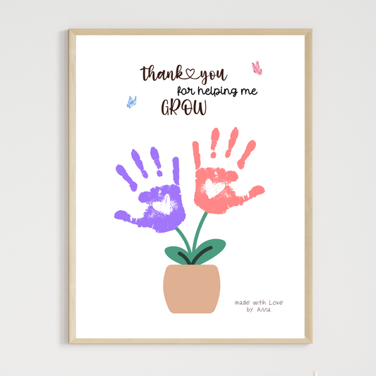 Teacher Appreciation Craft Kids Printable, DIY Gift Keepsake Flower Art